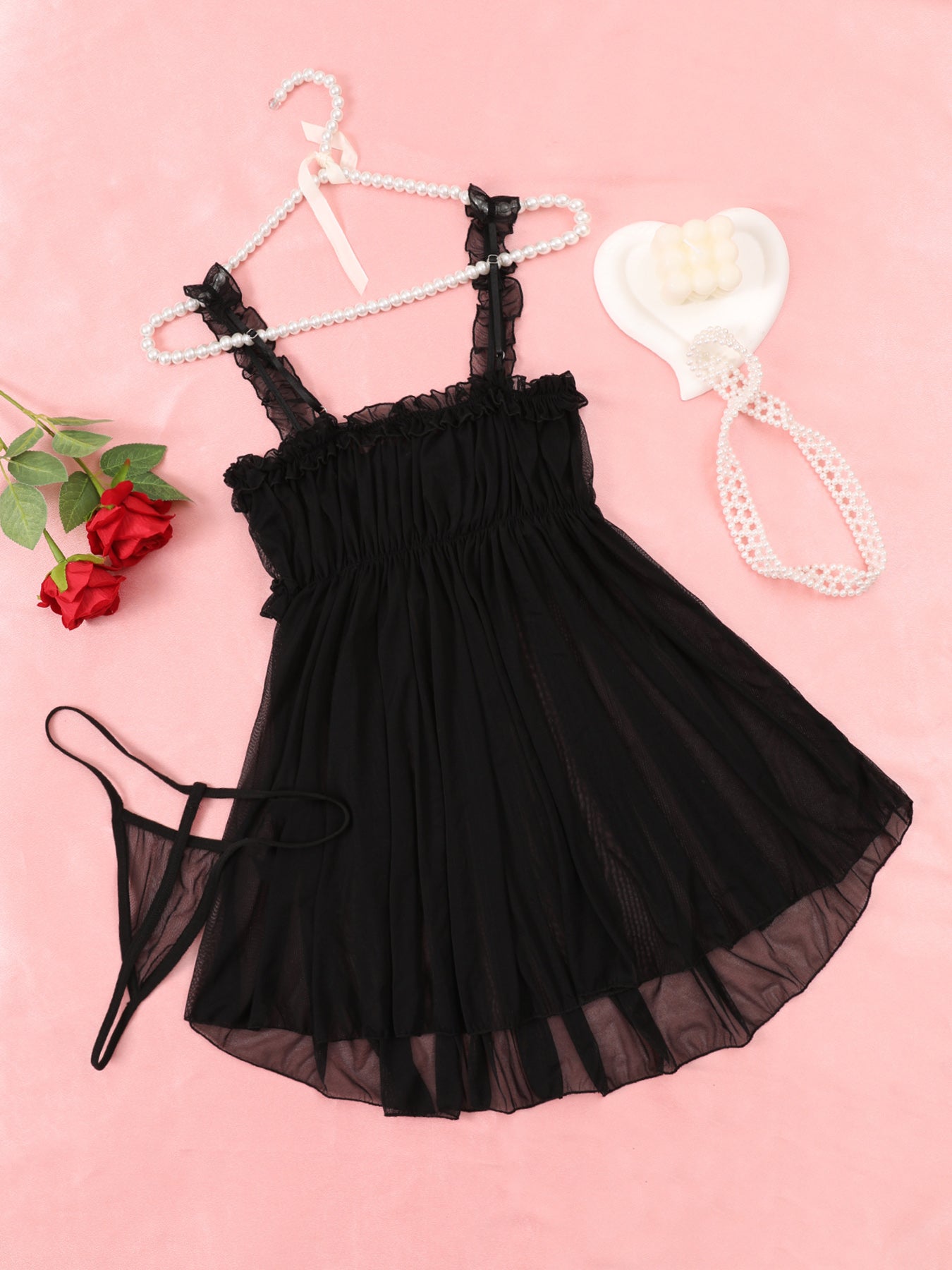 Sheer nightgown with a string