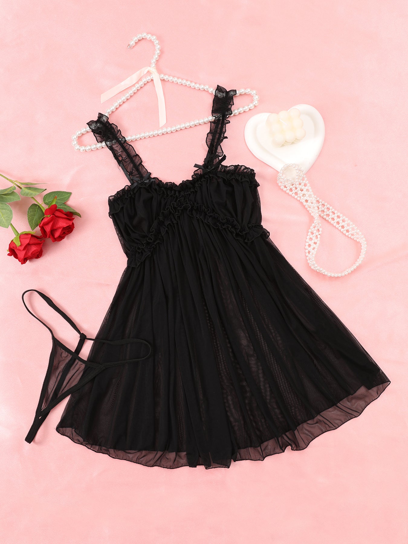 Sheer nightgown with a string