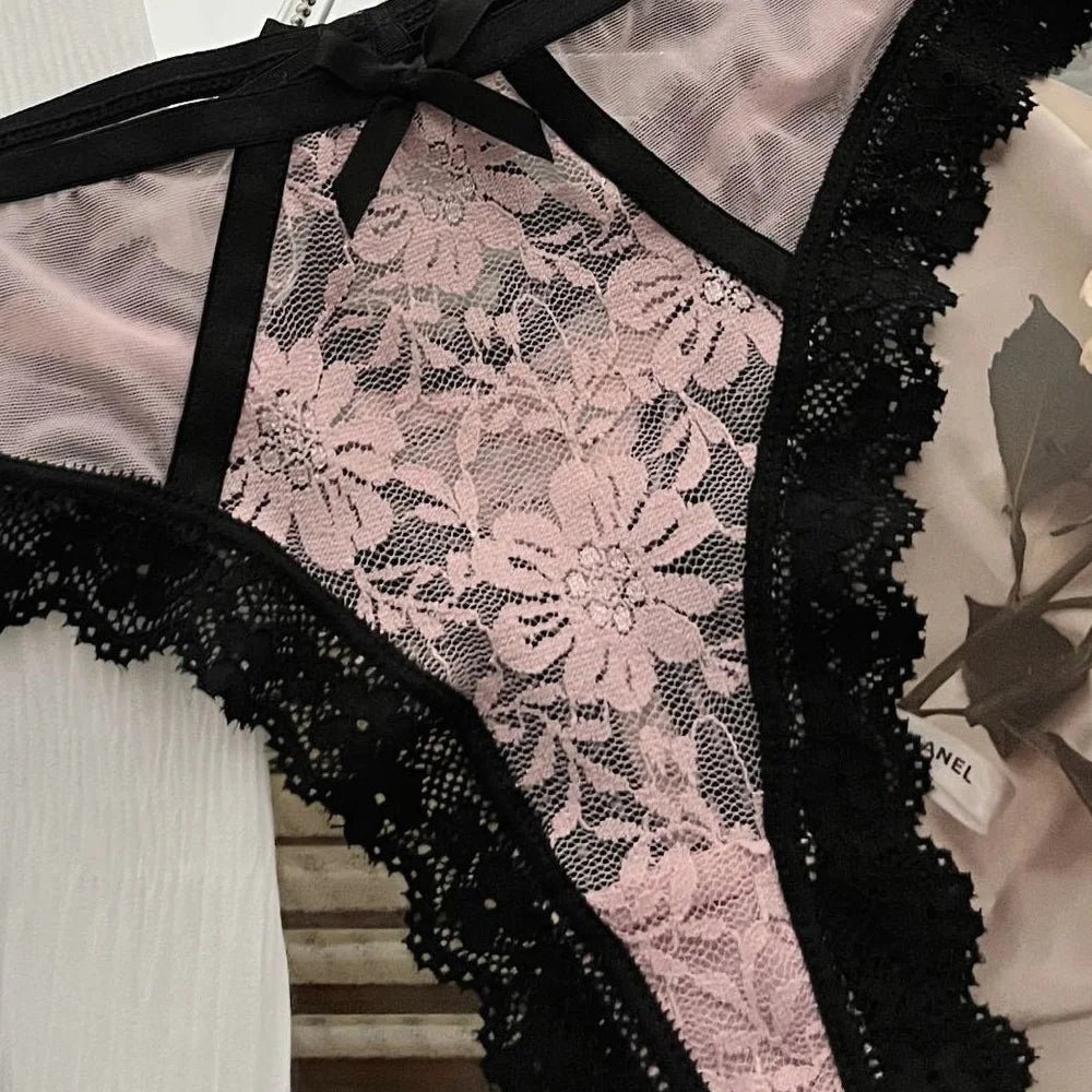 Lace Mesh Thong Panties