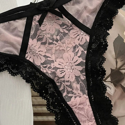 Lace Mesh Thong Panties