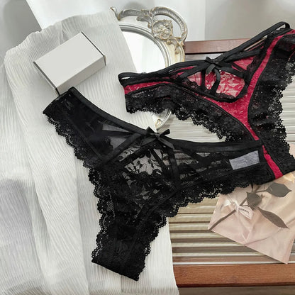 Lace Mesh Thong Panties