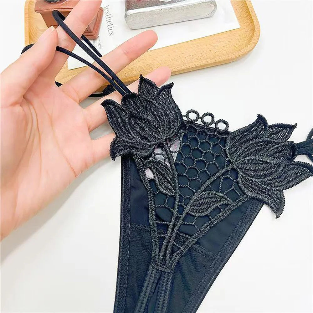 Hollow Floral Thong Plus Size