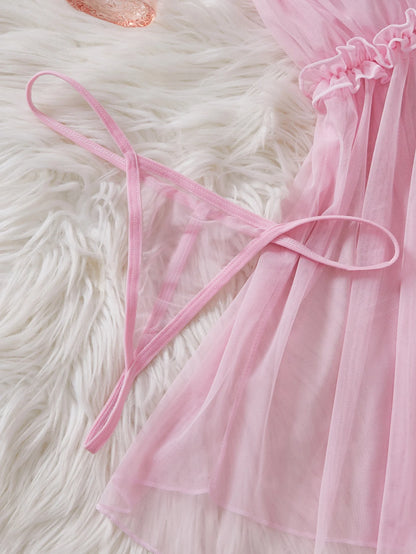 Pink Lace Babydoll Set