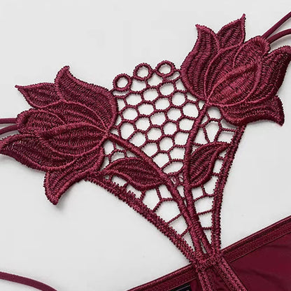 Hollow Floral Thong Plus Size