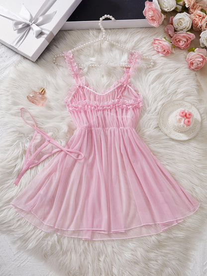 Pink Lace Babydoll Set
